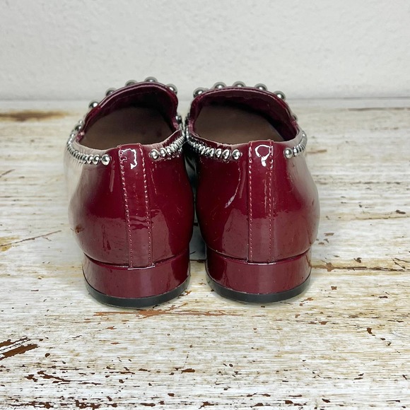 Halogen Genuine Leather Maroon Studded Loafers Size 7.5M - Picture 5 of 10
